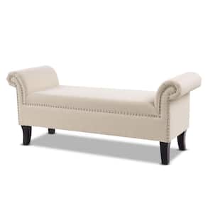 Kathy Roll Arm Entryway Accent Bench Sky Neutral