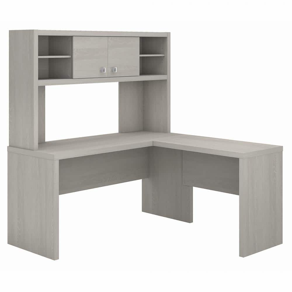 Bush Business Furniture Cabot 60 W L Shaped Corner Desk With Hutch And 5  Shelf Bookcase White Standard Delivery - Office Depot