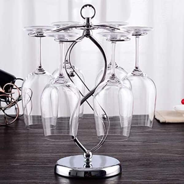 Black Countertop Wine Glass Rack Air Drying System Sturdy Metal Desktop Storage Organizer for Kitchen Bar