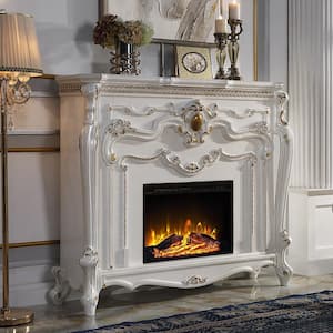 Picardy 59 in. Antique Pearl Finish Rectangle Wood Fireplace with Various Brightness and Speed Settings