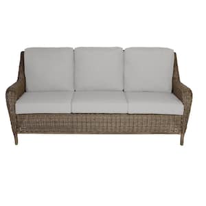 Cambridge Gray Wicker Outdoor Patio Sofa with CushionGuard Stone Gray Cushions