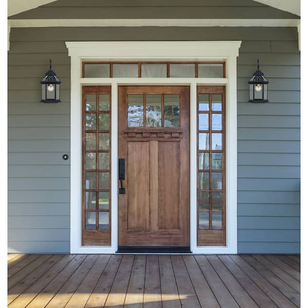 Wentworth 1-Light Small Black Outdoor Wall Light Fixture with Clear Glass (2-Pack)