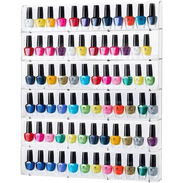 Clear Nail Polish Organizer Rack - Nail Polish Rack Holds Up To 102 Bottles - Acrylic Nail Polish Holder