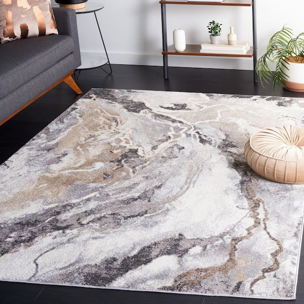 Opal 9 ft. x 12 ft. Ivory/Gray Marble Area Rug