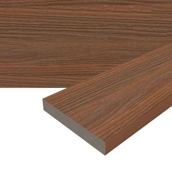 Cortes Plus 0.88 in. x 5.43 in. x 8 ft. Rustic and Wood Grain Honduran Mahogany Composite Decking Board