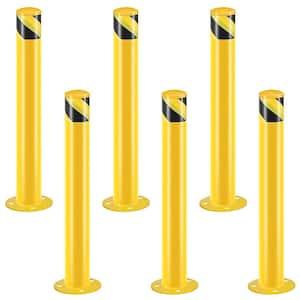 36 in. x 3 in. Yellow Powder Coated Steel Safety Bollard Post Parking Post with Anchor Bolts (6-Pieces)