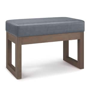 Milltown 27 in. Wide Contemporary Rectangle Footstool Ottoman Bench in Stone Grey Vegan Faux Leather