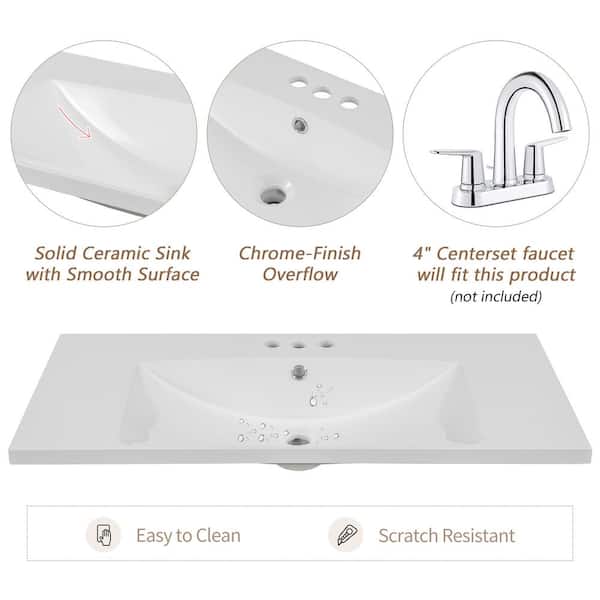 Flynama 36 in. Undermount Rectangular Bathroom Sink With anti