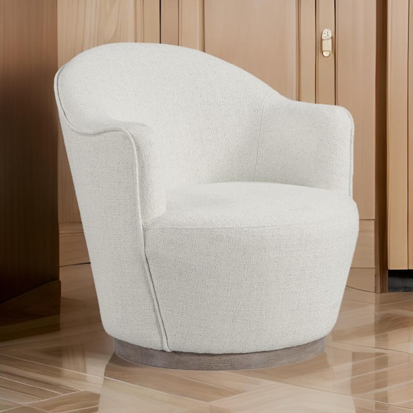 Benjara Off White Fabric Arm Chair with Sloped Armrests