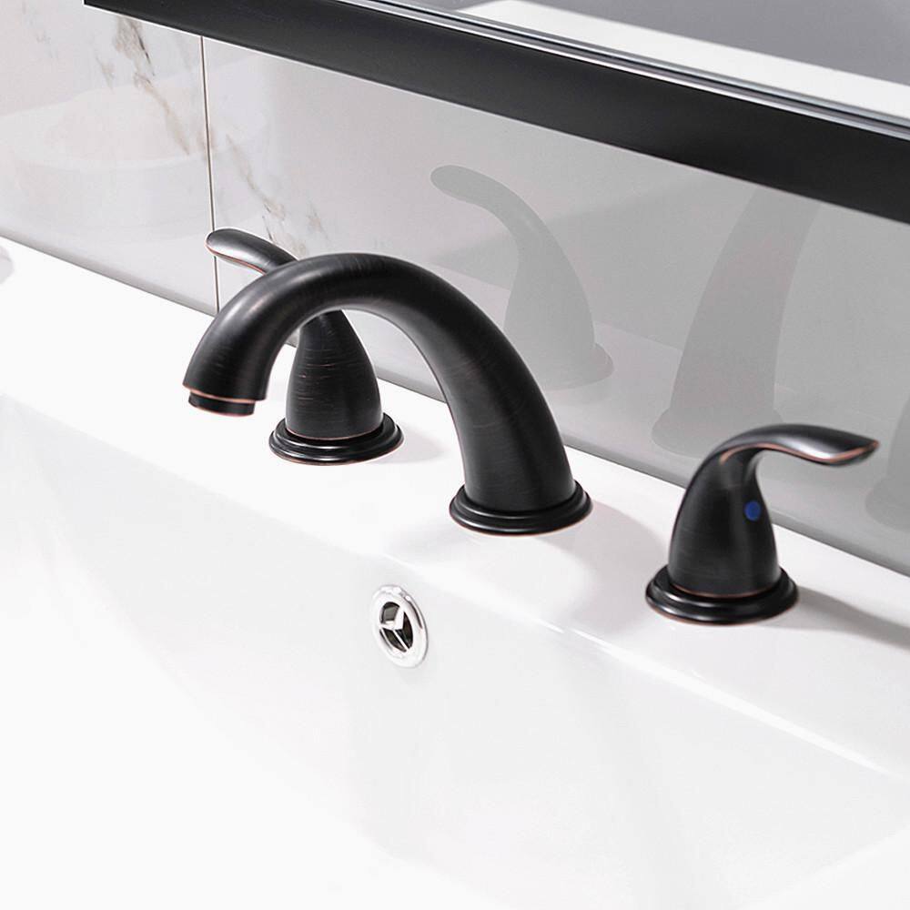 Oil Rubbed Bronze 8-Inch Widespread Bathroom Faucet with Pop-Up Drain