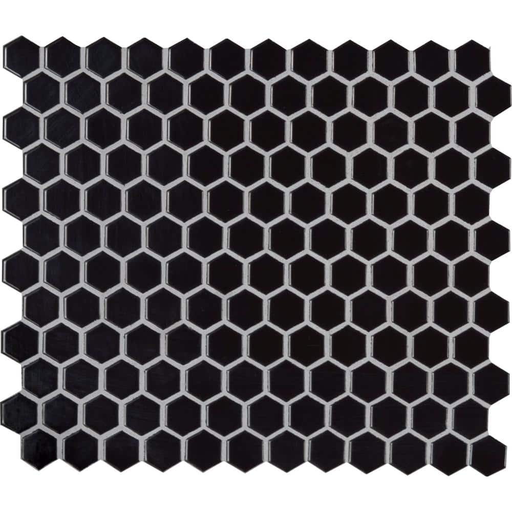 Take Home Tile Sample - Retro Nero Hexagon 4 in. x 4 in. Glossy Porcelain Mesh-Mounted Mosaic Tile (0.25 sq. ft.) price history on PriceWatchPro