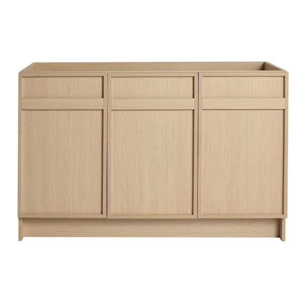 Mid-Century 48 in. Freestanding Bath Vanity Cabinet without Top in Brown, with Soft-Close Doorsand Adjustble Shelves