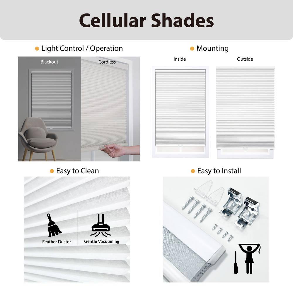 White Cordless Blackout Cellular Fabric Window Shade 22.5" x 72"