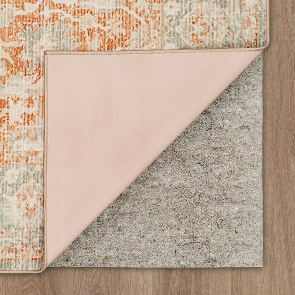Terracotta and Ivory Abstract Easy Care Runner Rug