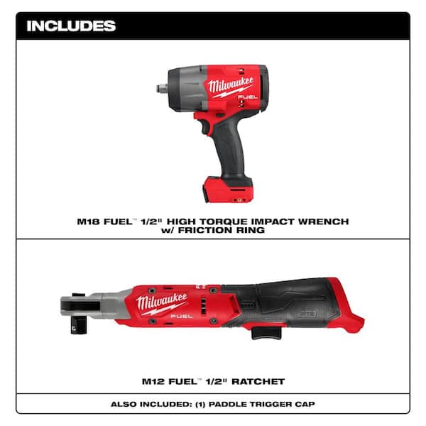 M18 FUEL 18V Lithium-Ion Brushless Cordless 1/2 in. Impact Wrench with Friction Ring with 1/2 in. Cordless Ratchet