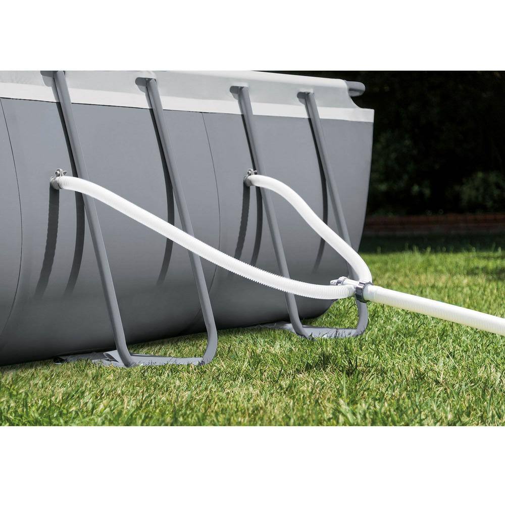 Intex 18ft Gray Rectangular Frame Pool Set with Filter and Pump