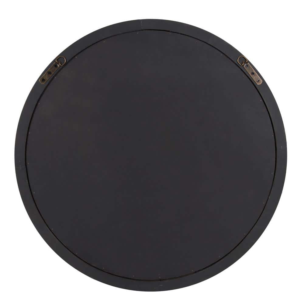 Elegant 28" Distressed Gray Circular Wood Wall Mirror