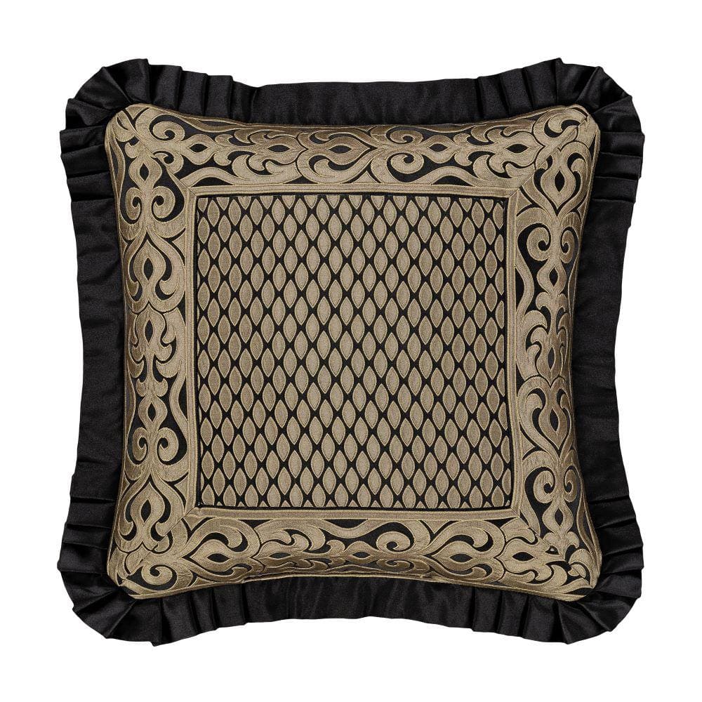 Blythe Black and Gold Polyester 20 in. Square Embellished Decorative 20 in.