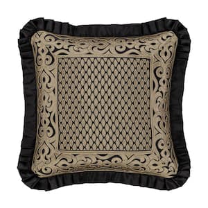 Blythe Black and Gold Polyester 20 in. Square Embellished Decorative 20 in. x20 in. Throw Pillow