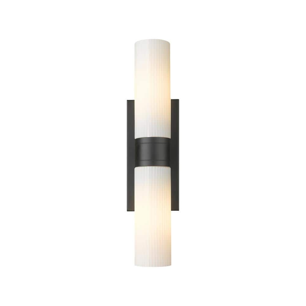 Ballston Urban 18 in. 2-Light Matte Black Vanity Light with Glass Shade price history on PriceWatchPro
