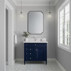 Brittany 36.0 in. W x 23.5 in. D x 34.0 in. H Bathroom Vanity in Victory Blue with White Zeus Silestone Quartz Top