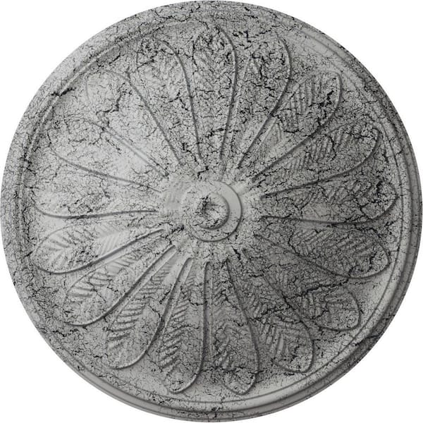 Ekena Millwork 5-1/2 in. x 25-1/2 in. x 25-1/2 in. Polyurethane Brontes Ceiling Medallion, Ultra Pure White Crackle
