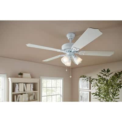 Hampton Bay Brookhurst 52 in. LED Indoor White Ceiling Fan with Light Kit