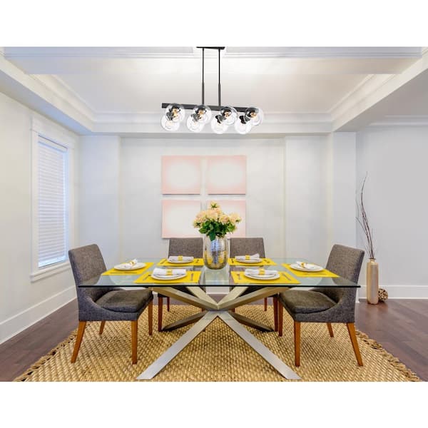 Meridian 8-Light Satin Bronze Modern Linear Chandelier for Kitchen Islands with No Bulbs Included