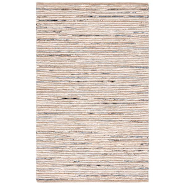 Cape Cod 6 ft. x 9 ft. Natural/Light Blue Striped Abstract Area Rug