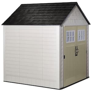7 ft. W x 7 ft. D Durable Weather Resistant Plastic Outdoor Storage Shed, Sand 0.58 sq. ft.