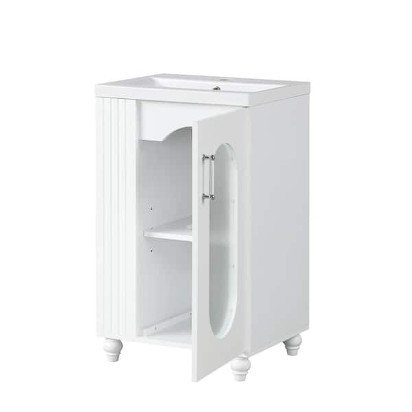 20. in. W x 16 in. D x 33 in. H Single Sink Freestanding Bath Vanity in White with White Ceramic Top