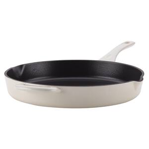 Home Collection 10 in. Cast Iron Skillet in French Vanilla with Pour Spout