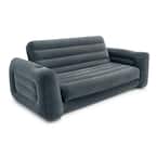 Queen Inflatable Couch Pull Out Size Sofa Bed Sleep Away Futon, Dark Gray
