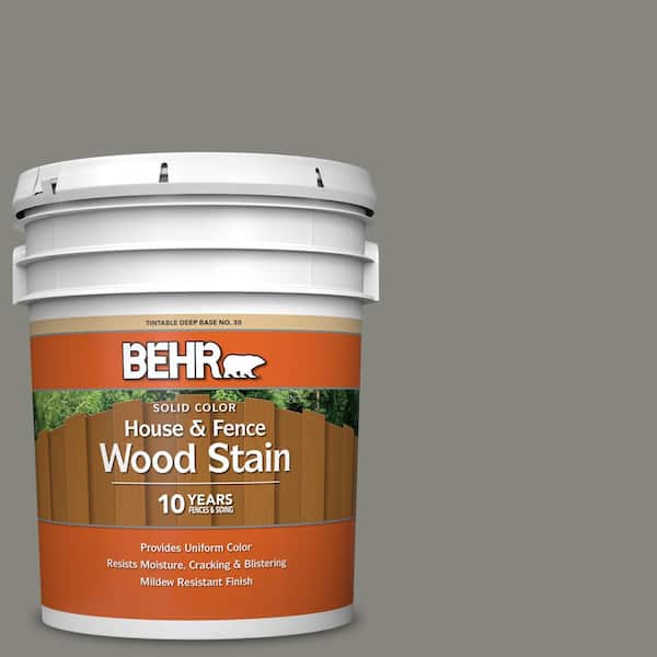 BEHR 5 gal. #SC-137 Drift Gray Solid Color House and Fence Exterior Wood Stain