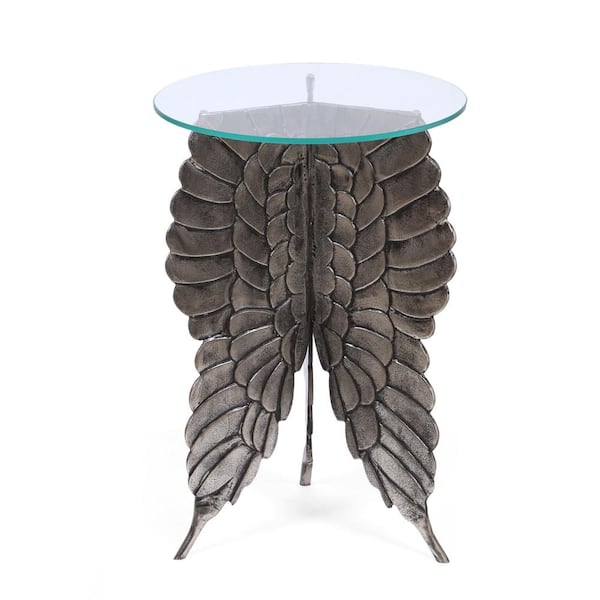 Noble House Stekar Antique Nickel Fairy Wing Accent Table