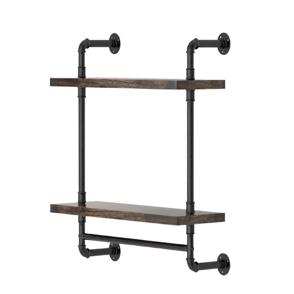 15.7 in. W x 25.6 in. D Brown Pipe Floating Bathroom Shelves Decorative Wal