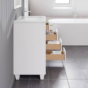 Acclaim 24 in. Single Sink White Bath Vanity with White Carrara Quartz Top (Assembled)