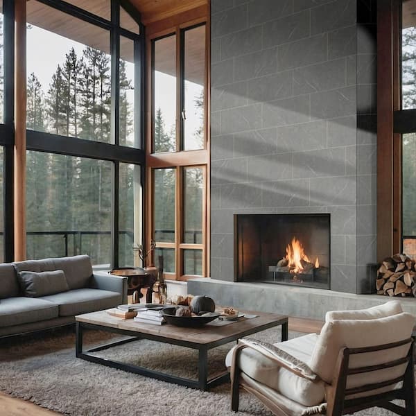 Exeter Matte Gray Stone Look Porcelain Rectangle Tile 12 in. x 24 in., Floor and Wall (14 sq. ft. /Case)