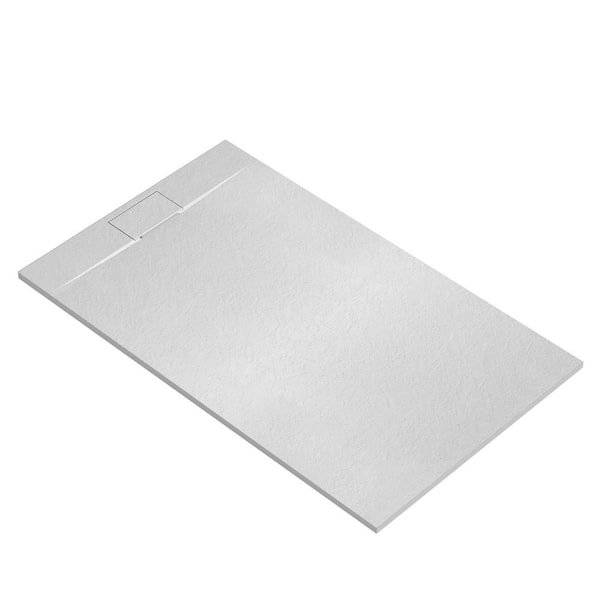 60 in. L x 36 in. W Curbless Alcove Shower Pan Base with L/R Drain in White