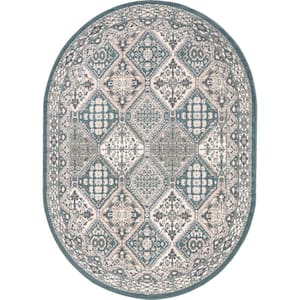 Blue 6 ft. 7 in. x 9 ft. Becca Traditional Tiled Area Rug