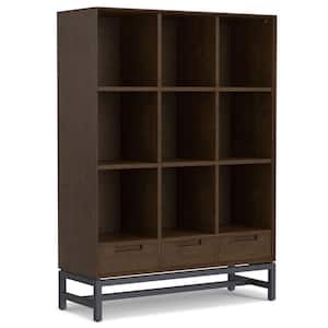 Banting 58 in. Tall Walnut Brown SOLID HARD WOOD 9-Shelf 9 Cube Bookcase with Drawers