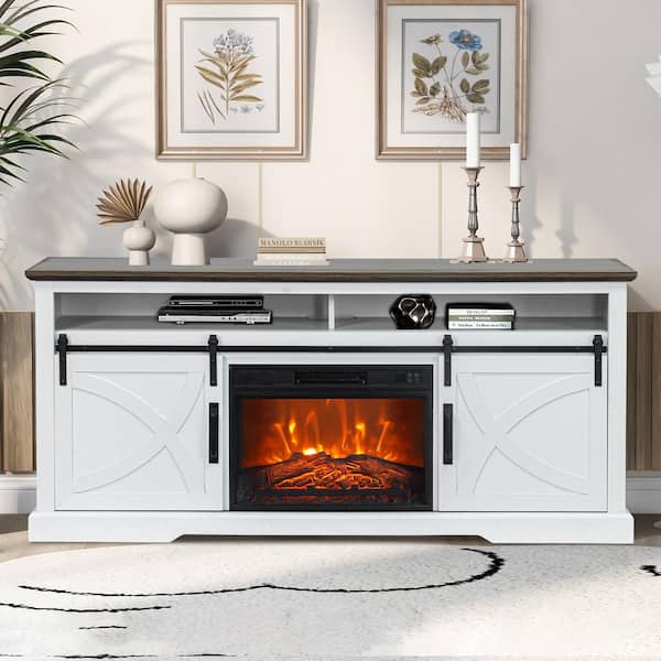 IHOMEadore 68 in. Freestanding Media Console Electric Fireplace TV