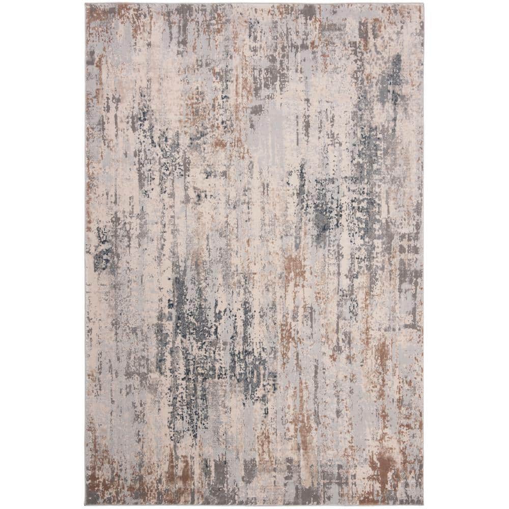Gray Abstract Synthetic Reversible 4' x 6' Area Rug