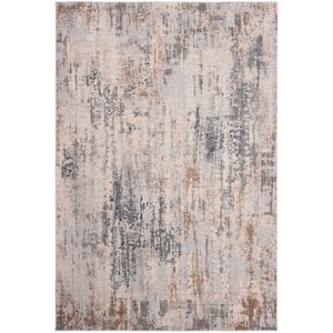 Invista Cream/Gray 4 ft. x 6 ft. Abstract Distressed Area Rug