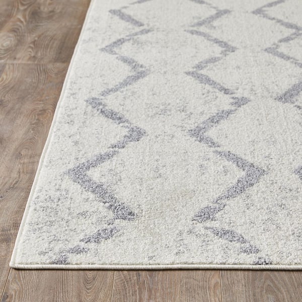 Kissandrah Brynder Cream 3 ft. 3 in. x 5 ft. 3 in. Geometric Polypropylene Area Rug