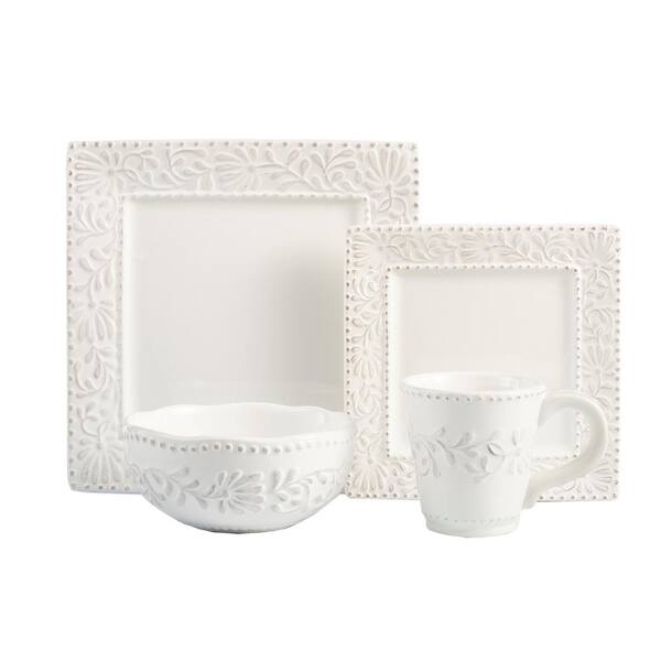 American Atelier 16-Piece Solid White Stone Dinnerware Set (Service for 4)