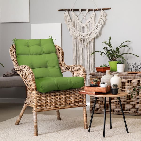 EAGLE PEAK 46 in. L x 22 in. W x 4 in. H Outdoor/Indoor High Back Patio Chair Cushion, Set of 2, Green