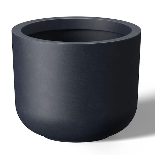 9.5 in. Small Granite Gray Concrete Round Planter / Pot with Drainage Holes