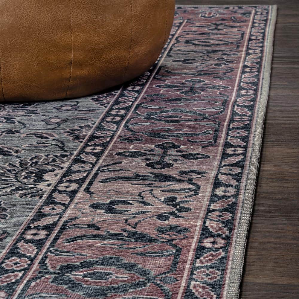 Victoria Ornate Persian Washable Gray and Purple 8x10 Area Rug