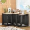 【関税込み】Mainline:RUS/Fr.CA/DE グレー Kit フーディ FUFU&GAGA Wooden Dog Crate Furniture for 2 Dogs, Large